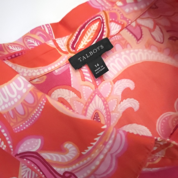 New Talbots Pocketed Belted Pink Floral Maxi Shirt Dress Sz 14 - Picture 2 of 8